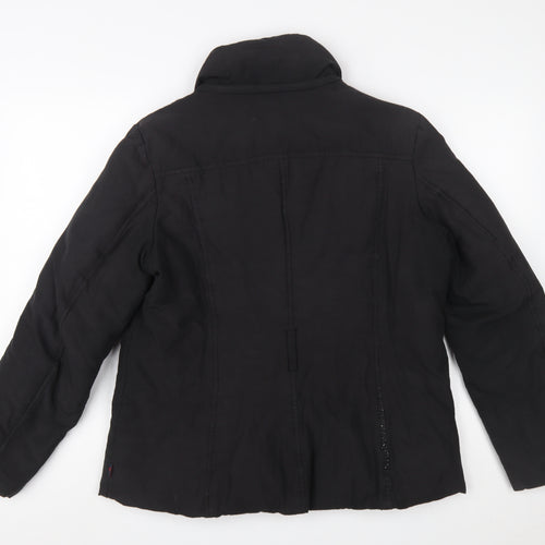 Robe di Kappa Womens Black L Puffer Jacket Cotton Blend Mid-Length
