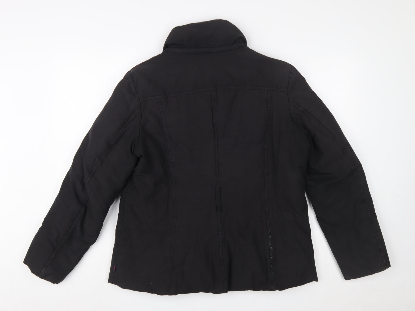 Robe di Kappa Womens Black L Puffer Jacket Cotton Blend Mid-Length