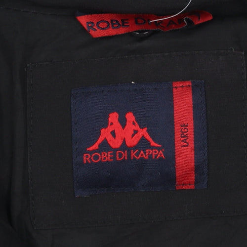 Robe di Kappa Womens Black L Puffer Jacket Cotton Blend Mid-Length