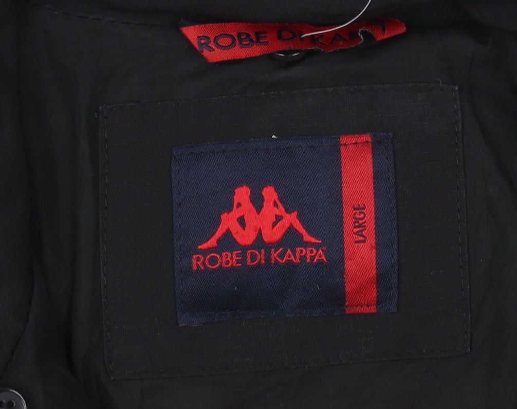 Robe di Kappa Womens Black L Puffer Jacket Cotton Blend Mid-Length
