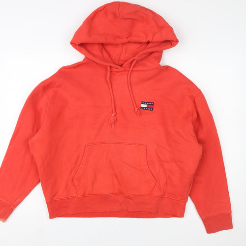 Tommy Jeans Women's Red Pullover Hoodie Size S Cotton Logo Casual