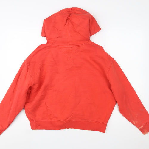 Tommy Jeans Women's Red Pullover Hoodie Size S Cotton Logo Casual