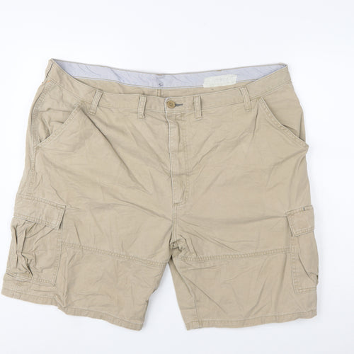 Wrangler Men Beige Cargo Shorts Size 44 Regular Cotton Canvas
