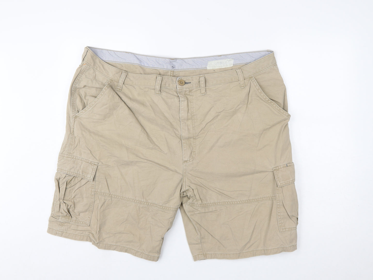 Wrangler Men Beige Cargo Shorts Size 44 Regular Cotton Canvas