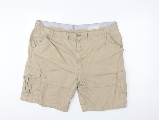 Wrangler Men Beige Cargo Shorts Size 44 Regular Cotton Canvas