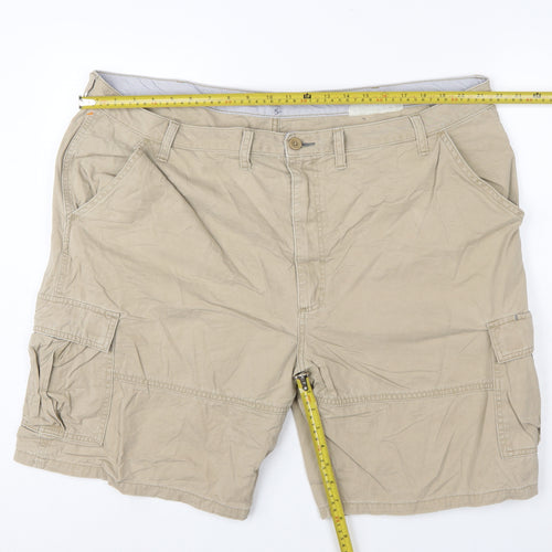 Wrangler Men Beige Cargo Shorts Size 44 Regular Cotton Canvas