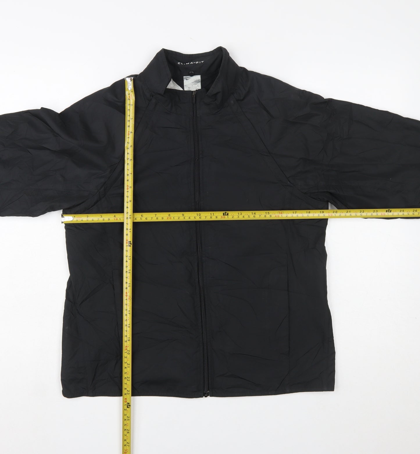 Nike Women Black L Clima-Fit Windbreaker Jacket Lightweight Full Zip
