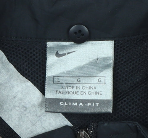 Nike Women Black L Clima-Fit Windbreaker Jacket Lightweight Full Zip