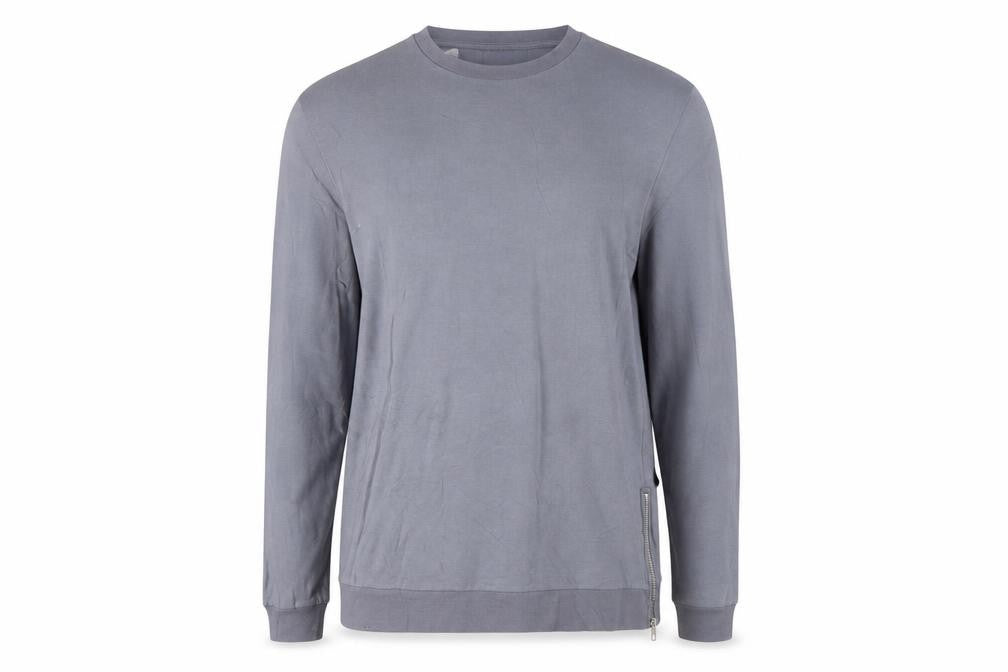 Front view of ASOS women’s grey long sleeve pullover sweatshirt l zip detail cotton blend