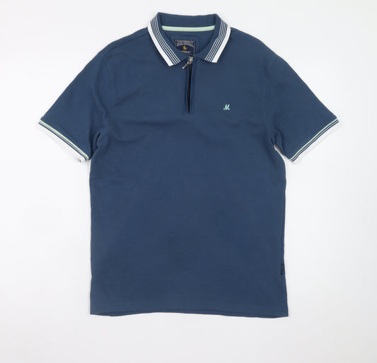 Mineral Men’s Blue Cotton Blend Short Sleeve Polo Shirt Size M