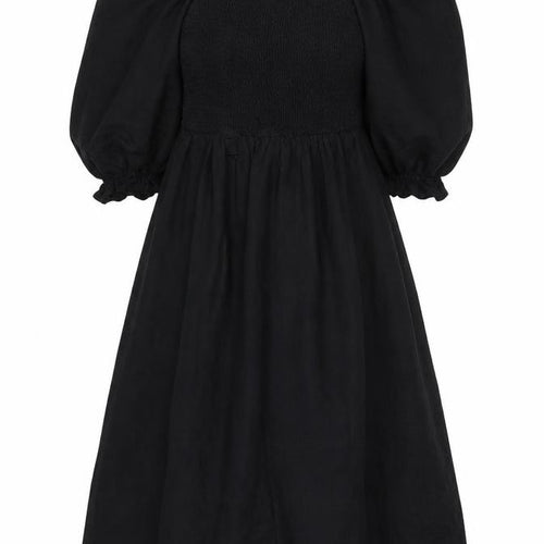 New Look Womens Black Size 8 Midi A-Line Puff Sleeve Dress