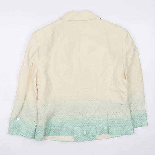 Kaliko Women Ivory Silk Linen Blazer Jacket Size 12 Three Button Tailored
