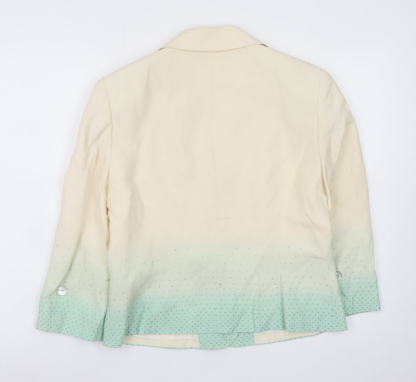 Kaliko Women Ivory Silk Linen Blazer Jacket Size 12 Three Button Tailored