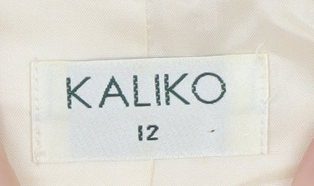 Kaliko Women Ivory Silk Linen Blazer Jacket Size 12 Three Button Tailored