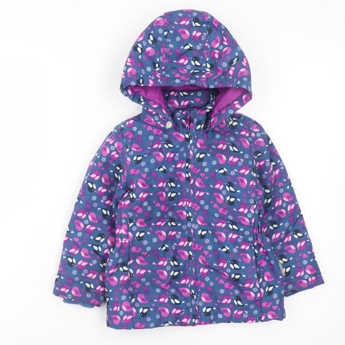 Name It Girls Blue Animal Print Hooded Puffer Jacket 2-3 Years