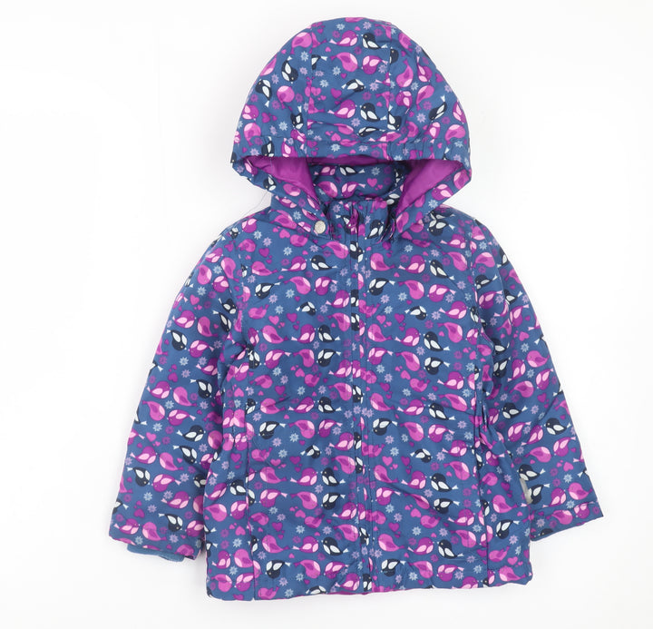 Name It Girls Blue Animal Print Hooded Puffer Jacket 2-3 Years
