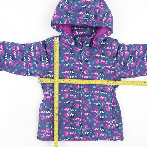 Name It Girls Blue Animal Print Hooded Puffer Jacket 2-3 Years