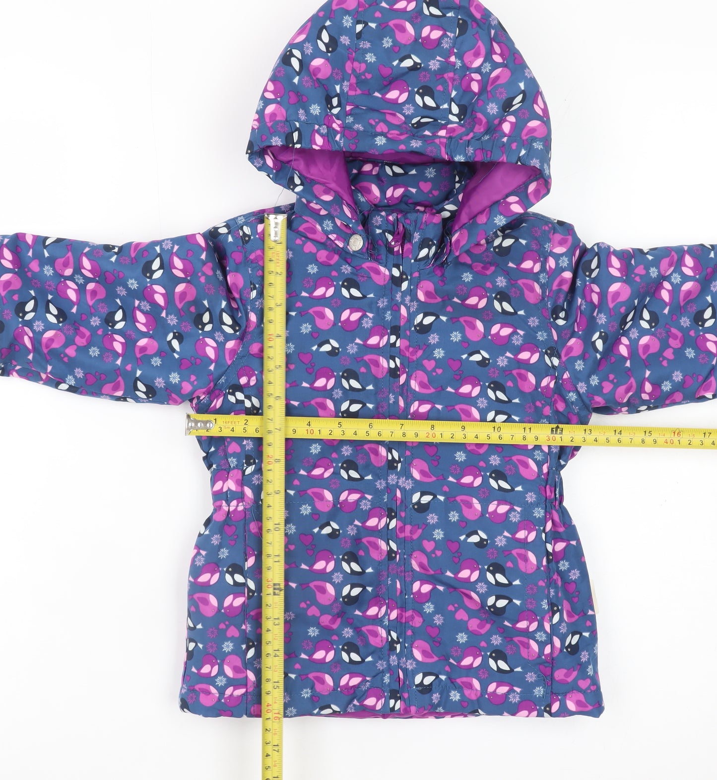 Name It Girls Blue Animal Print Hooded Puffer Jacket 2-3 Years