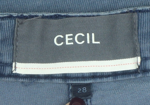 Cecil Women Blue Denim Pencil Skirt Size 10 Casual Lace Hem