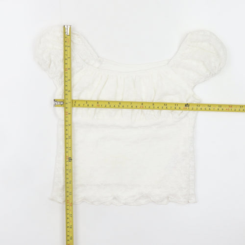 Primark Girls White Lace Puff Sleeve Camisole Blouse 9-10 Years