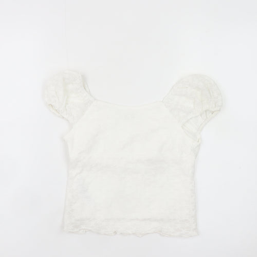 Primark Girls White Lace Puff Sleeve Camisole Blouse 9-10 Years