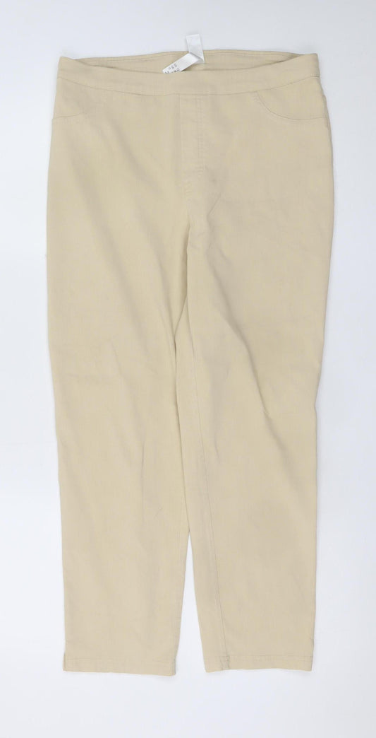 Marla Wynne Womens Beige Size 16 Viscose Stretch Trousers