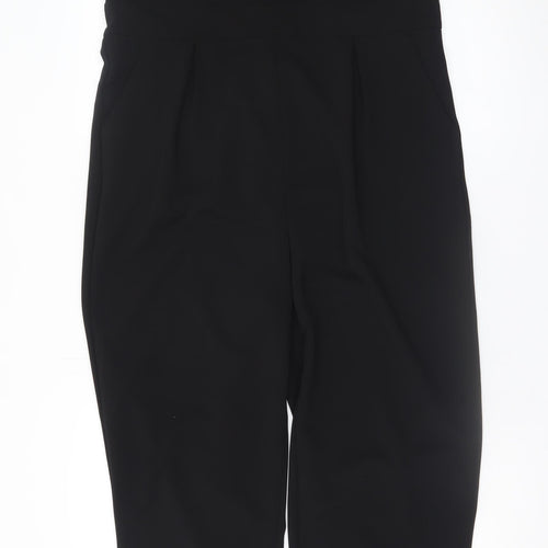 Amber Women Black XL Short Sleeve V-Neck Jumpsuit Classic Fit