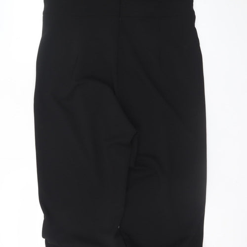 Amber Women Black XL Short Sleeve V-Neck Jumpsuit Classic Fit