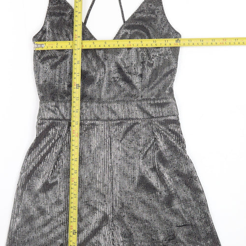 New Look Petite Silver Metallic Playsuit Women UK 6 Party Jumpsuit