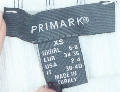 Primark Women’s White Striped Cropped Tie Halter Cotton Tank Top XS