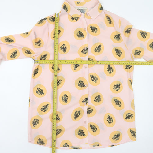 Cubic Womens Pink Polka Dot Button-Up Shirt Size S