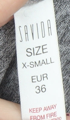 Savida Womens Grey XS Beaded Puff Sleeve Crew Neck Knit Jumper
