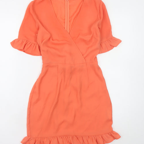 I Saw It First Women’s Orange Short Wrap Dress Size 8