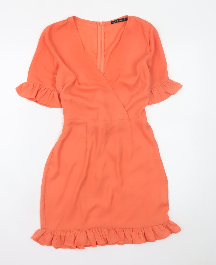 I Saw It First Women’s Orange Short Wrap Dress Size 8