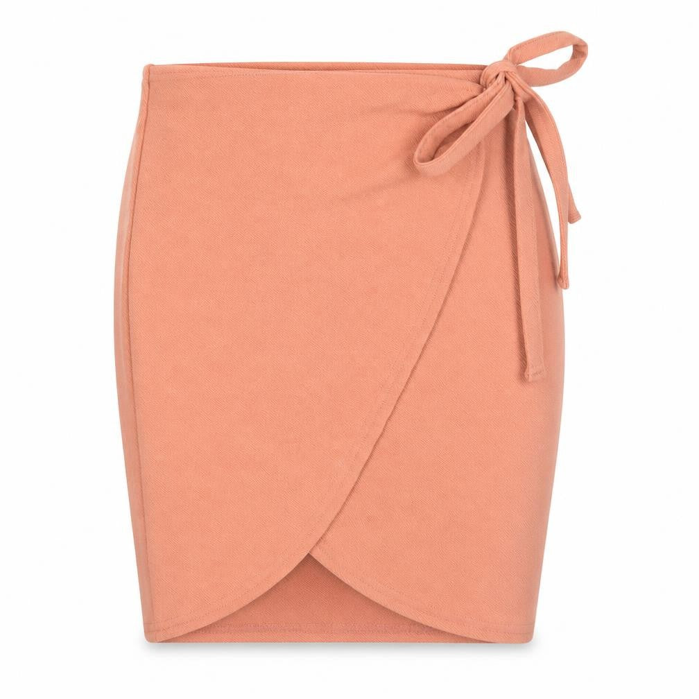 Boohoo Womens Beige Wrap Short Skirt Size 8 High Rise