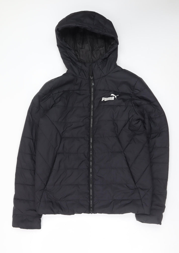 Puma Teens Black Hooded Puffer Jacket 164 Size Polyester Lined