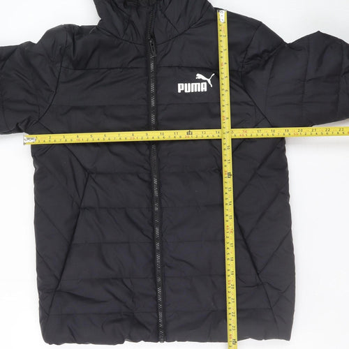 Puma Teens Black Hooded Puffer Jacket 164 Size Polyester Lined