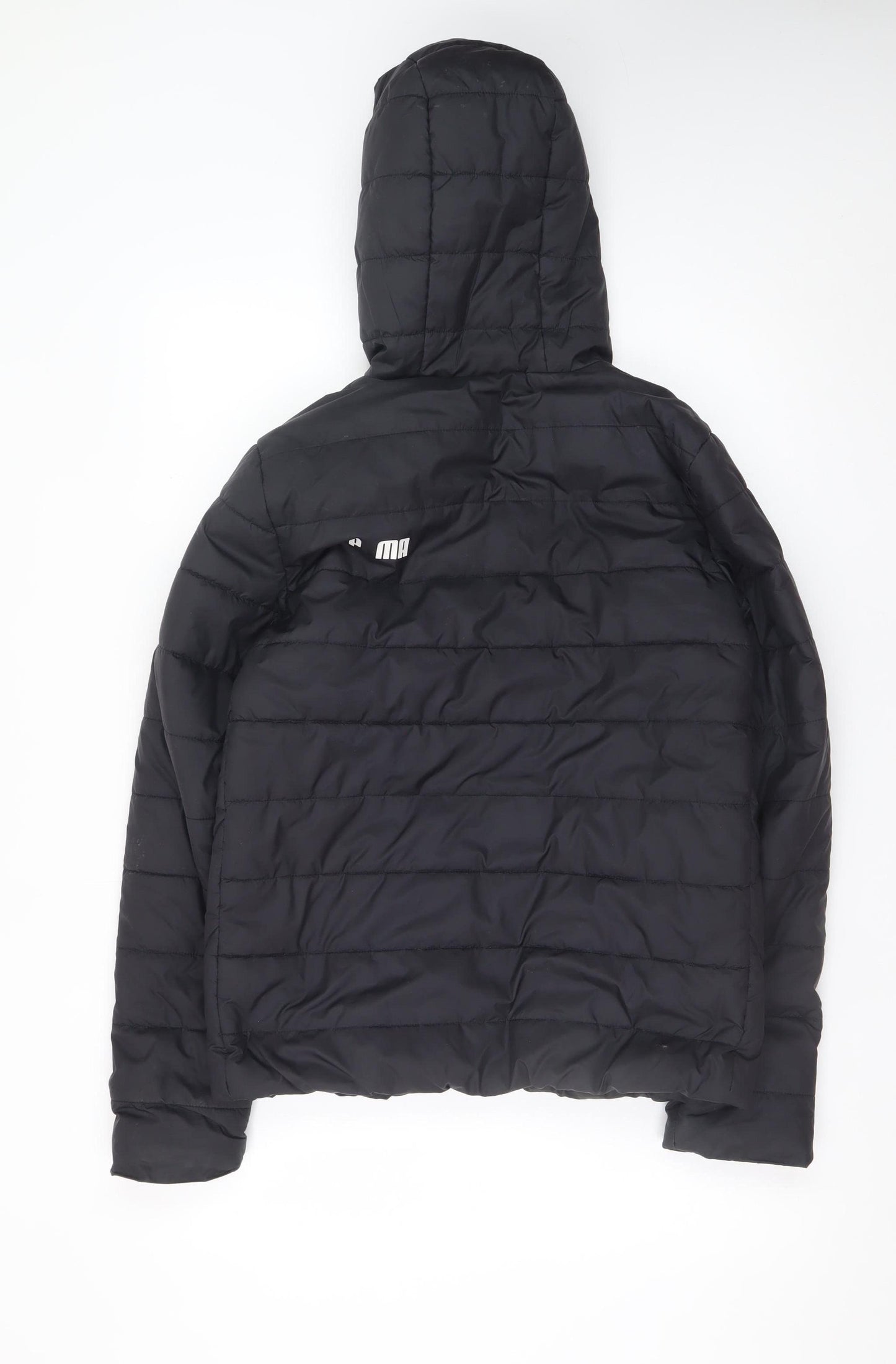 Puma Teens Black Hooded Puffer Jacket 164 Size Polyester Lined