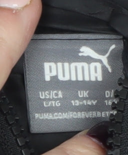 Puma Teens Black Hooded Puffer Jacket 164 Size Polyester Lined