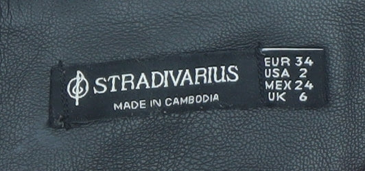 Stradivarius Women's Black Faux Leather Mini Pencil Skirt UK 6