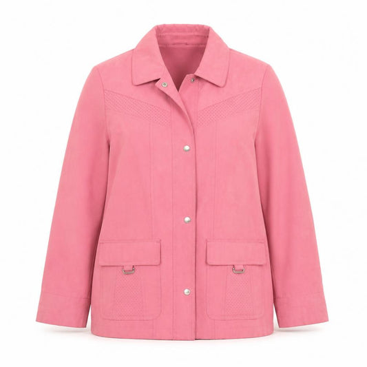 Front view of EWM Pure Classics Pink Long Sleeve Single-Breasted Blazer, size 12