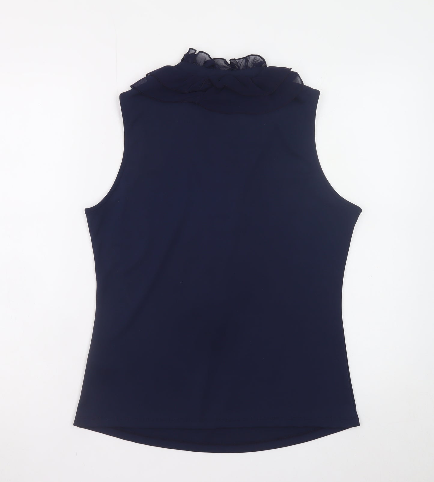 Gallery Women's Blue Ruffle Sleeveless Chiffon Blouse Size 12