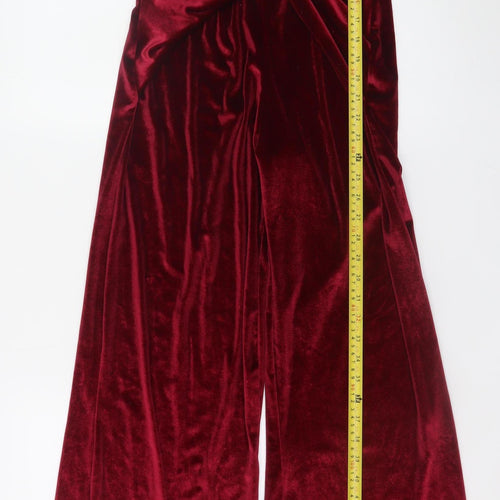 Nasty Gal Women Red Velvet Wide-Leg Jumpsuit Size 8