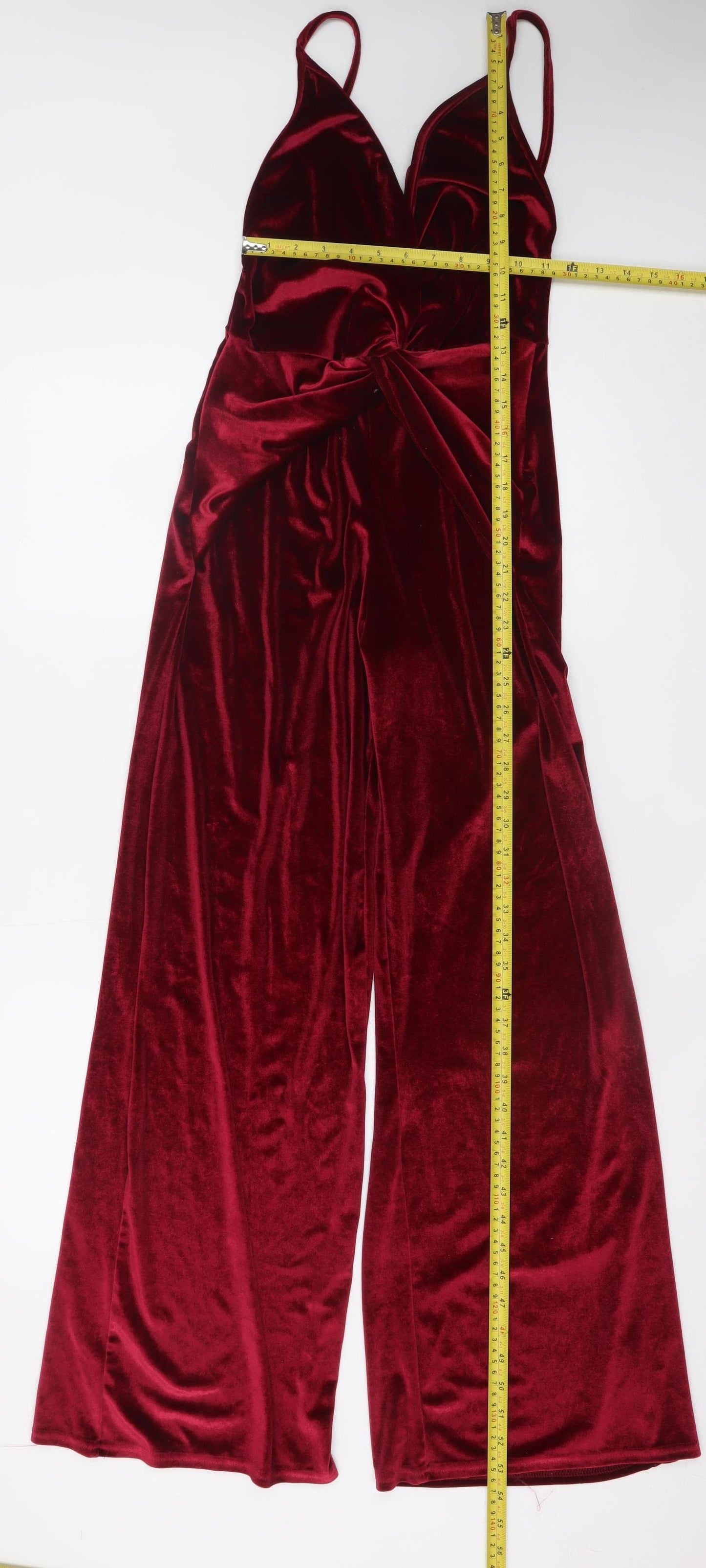 Nasty Gal Women Red Velvet Wide-Leg Jumpsuit Size 8