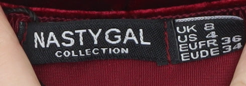 Nasty Gal Women Red Velvet Wide-Leg Jumpsuit Size 8