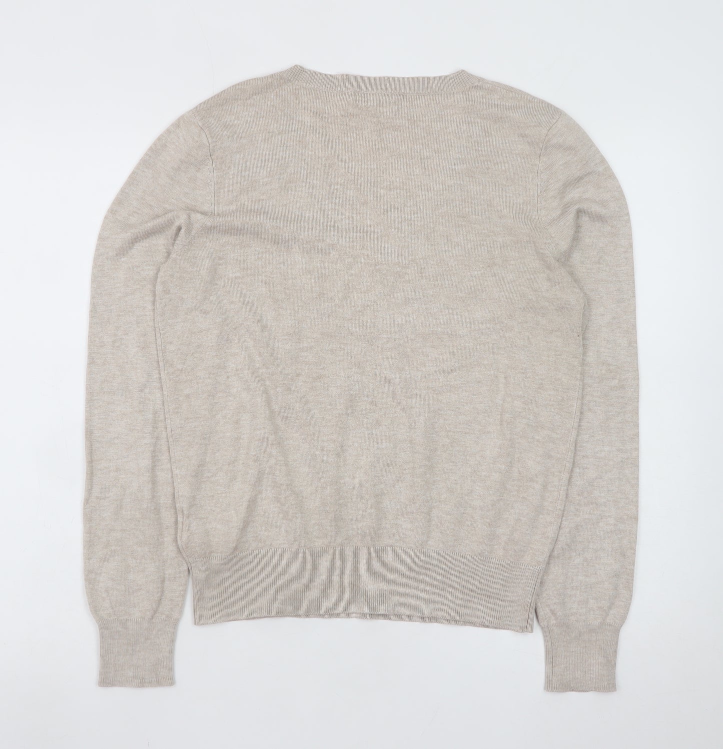 H&M Women Beige V-Neck Pullover Jumper Size S