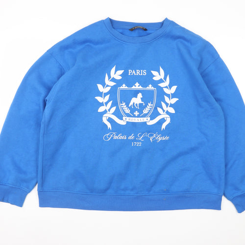 Dunnes Stores Women’s Blue Paris Crest Pullover Sweatshirt Size 16 L