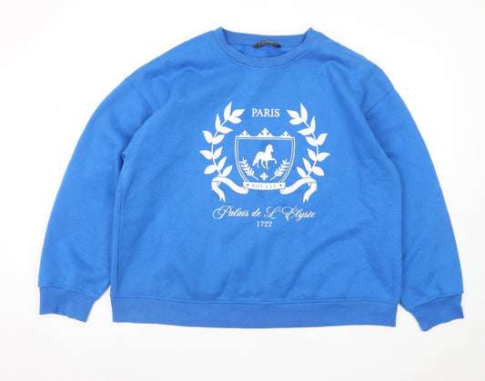 Dunnes Stores Women’s Blue Paris Crest Pullover Sweatshirt Size 16 L