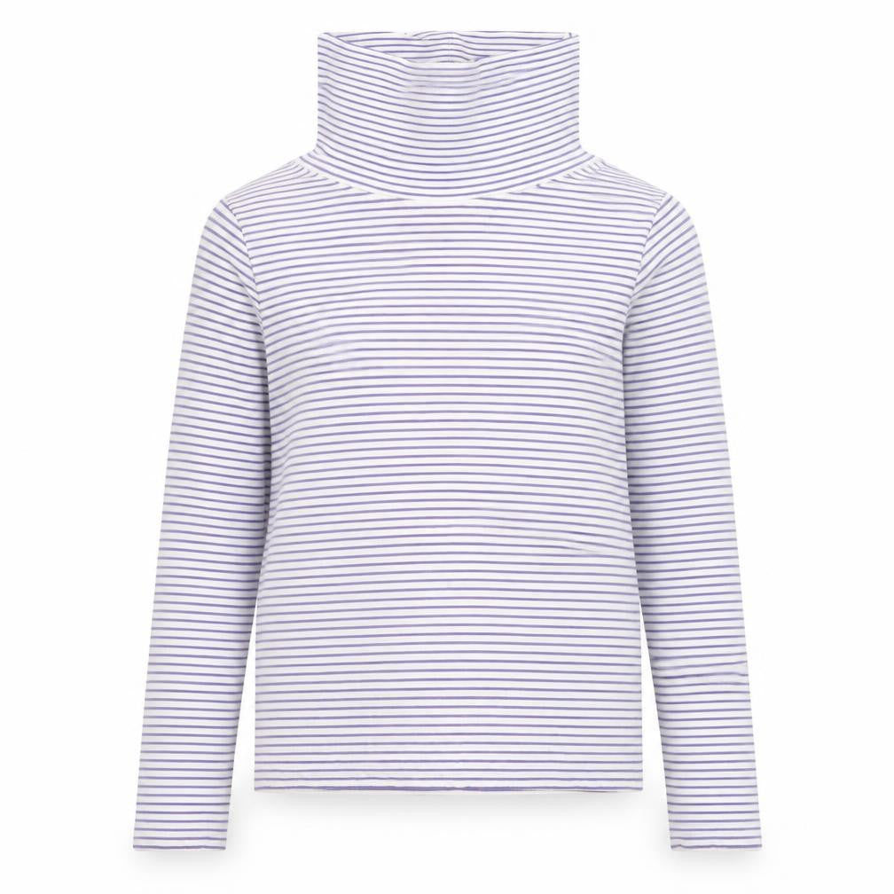 Front view of Paul Costelloe Living Women Cream Stripe Pullover Hoodie Small