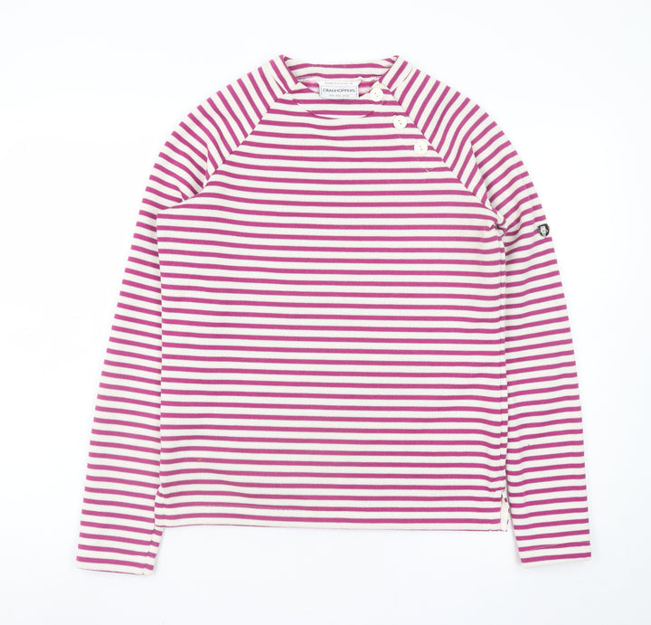 Craghoppers Women’s Pink Striped Long Sleeve Boat Neck T-Shirt UK 10